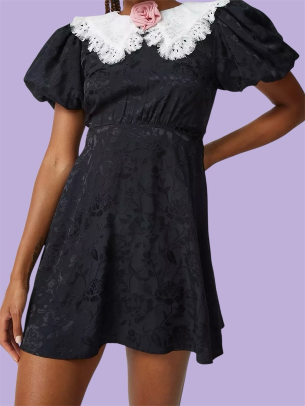 For Love & Lemons Yasmin Collared Floral Mini Dress